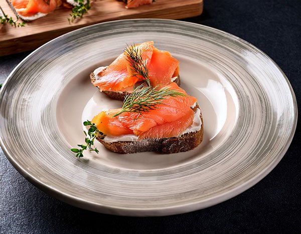 Amuse-bouche of smoked trout